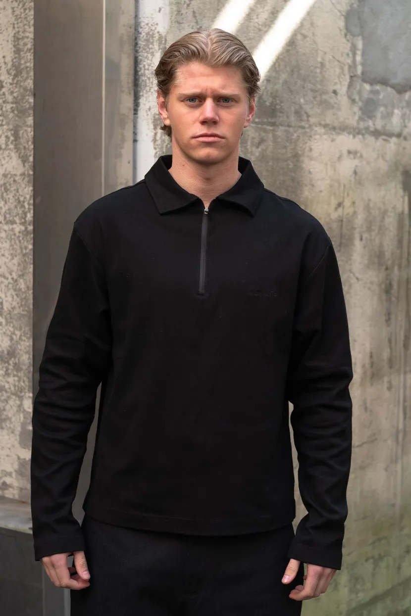 Montage Apparel Script Half Zip Polo