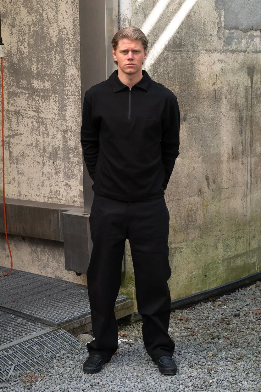 Montage Apparel Script Half Zip Polo
