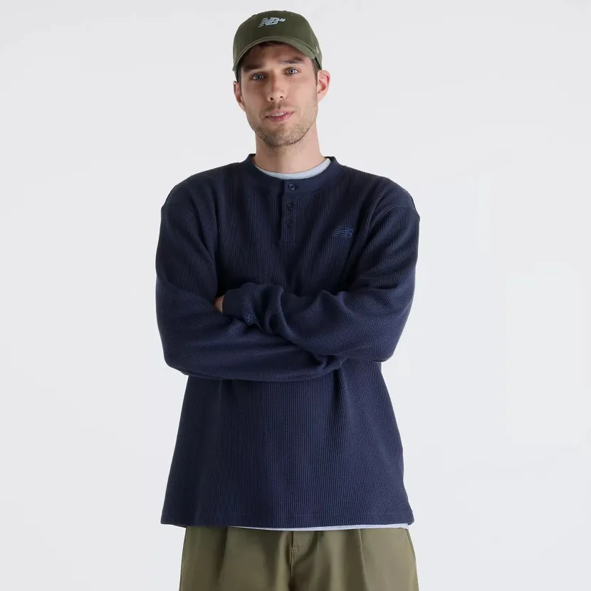 New Balance Numeric Waffle Knit Long Sleeve Henley