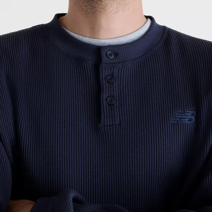 New Balance Numeric Waffle Knit Long Sleeve Henley