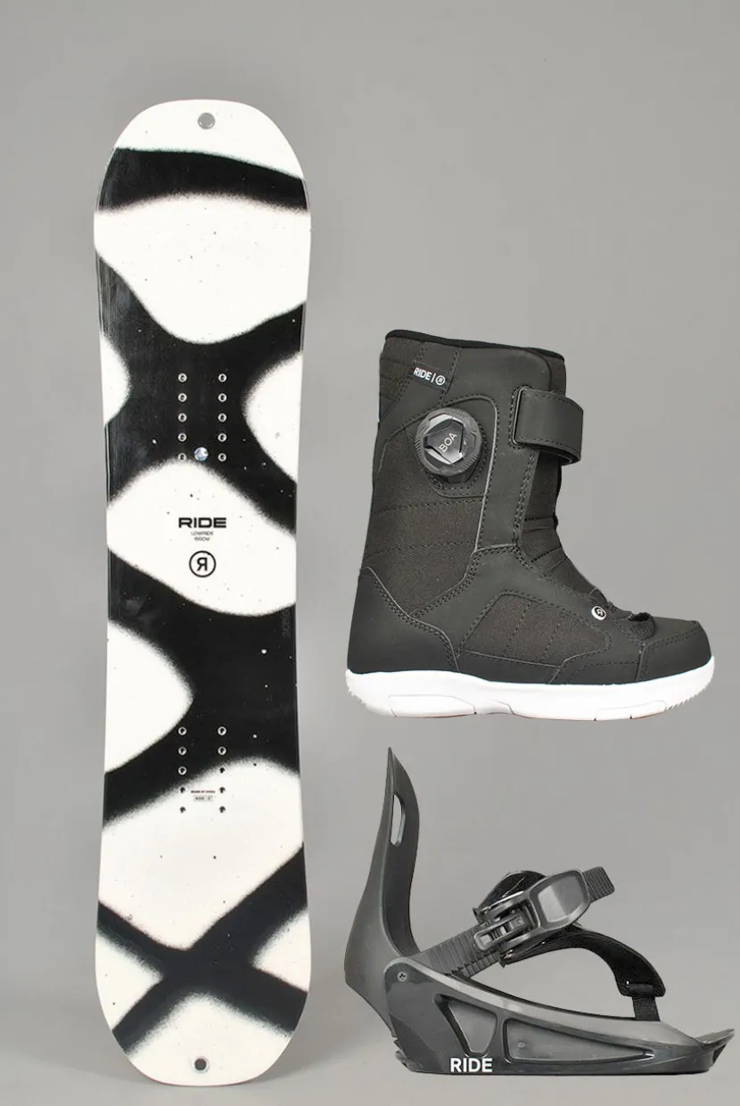 Ride Kids Lowride Snowboardpakke, 4-10 år