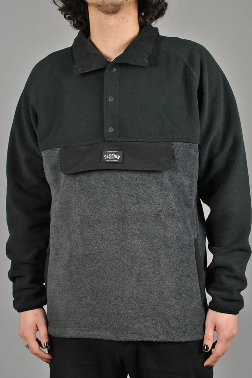 Session Pullover Fleece, Black/Black Melange