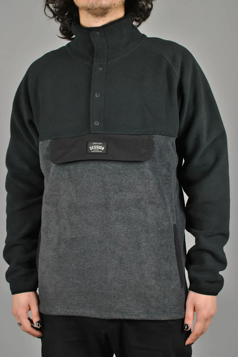 Session Pullover Fleece, Black/Black Melange